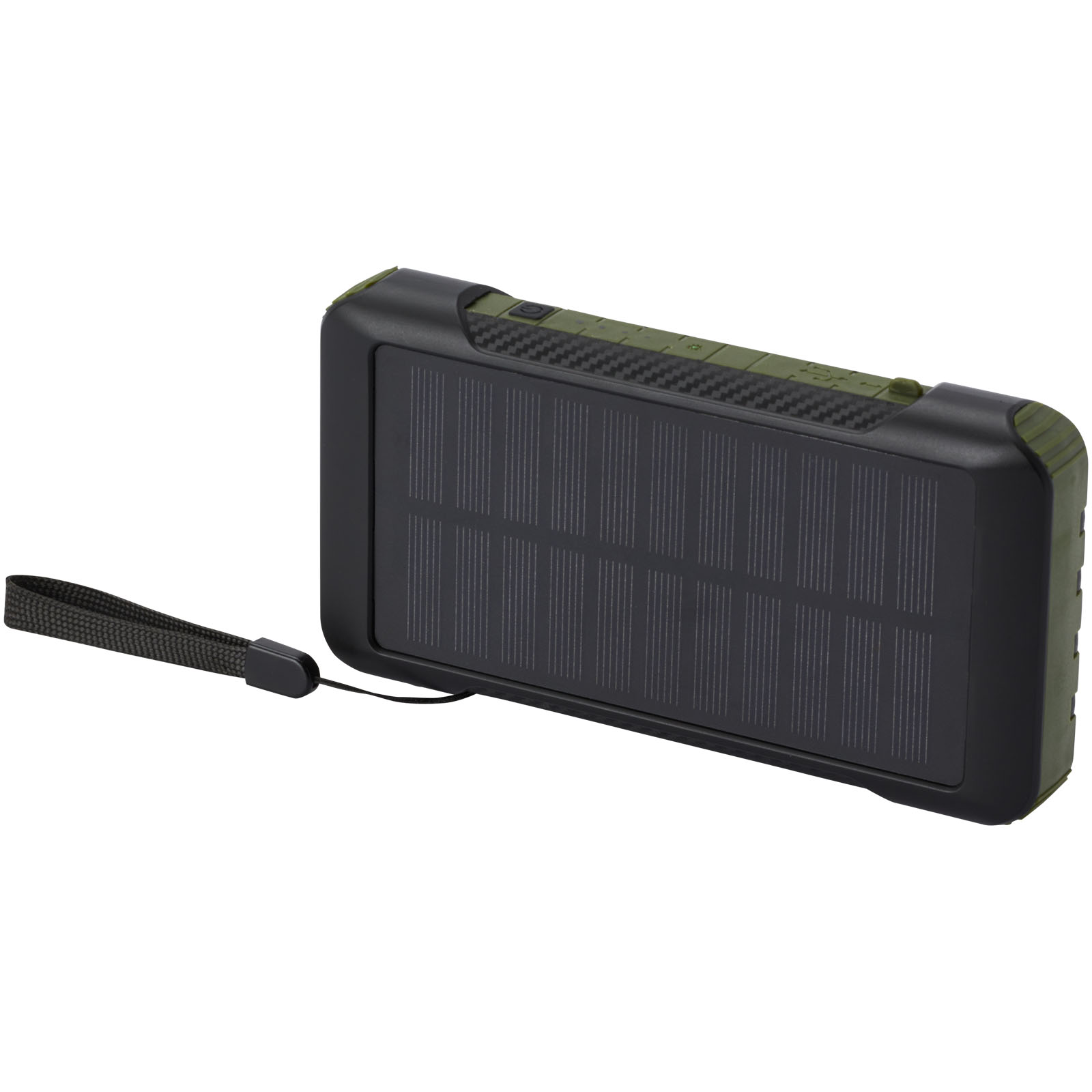 Soldy RCS gerecyclede plastic powerbank van 10.000 mAh met zonnedynamo bedrukken met logo