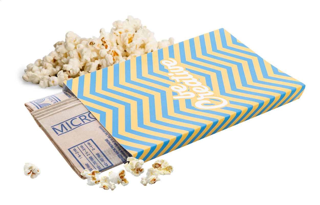 Custom made magnetron popcorn bedrukken met logo