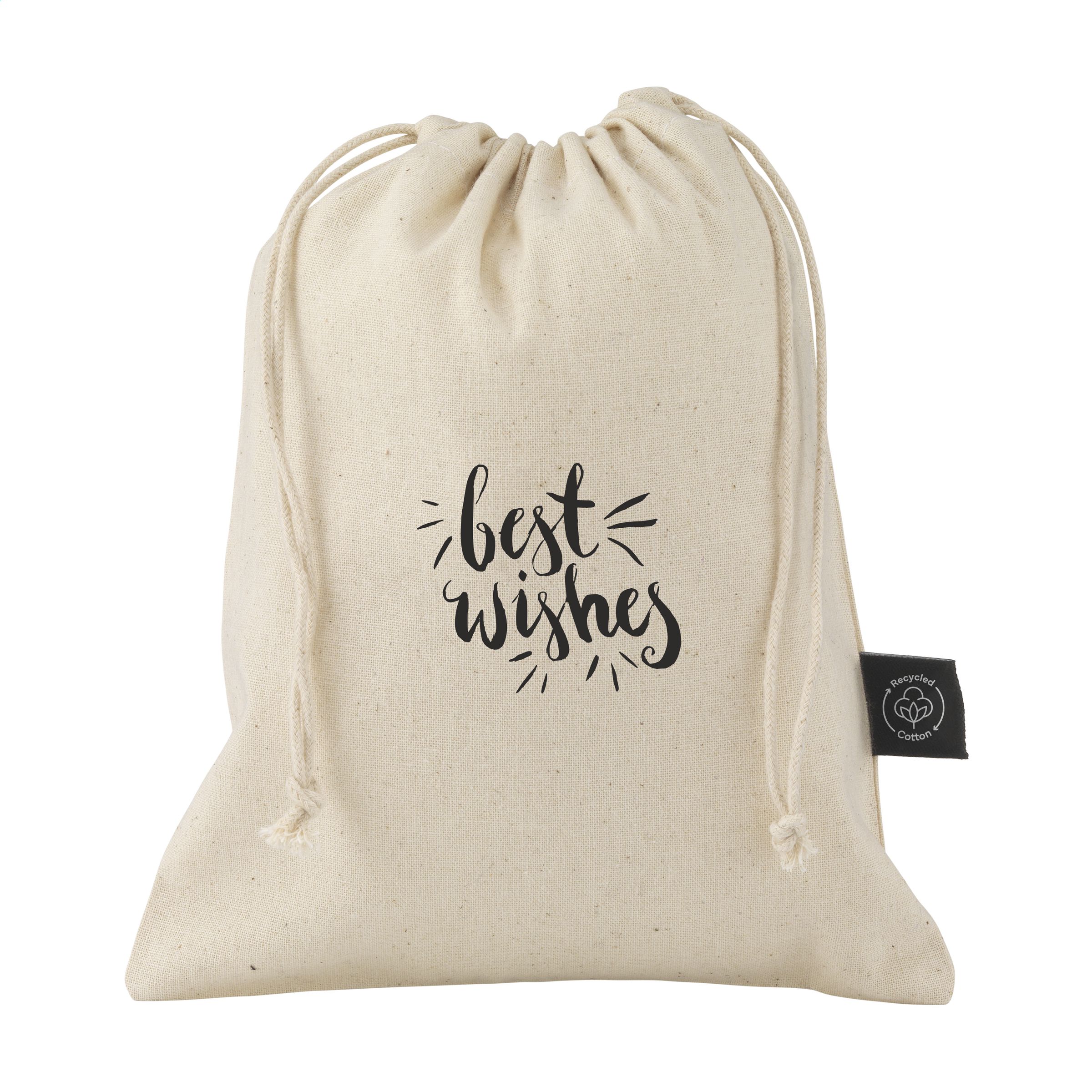 Gift Pouch Naturel GRS Recycled Cotton (150 g/m²) S bedrukken met logo