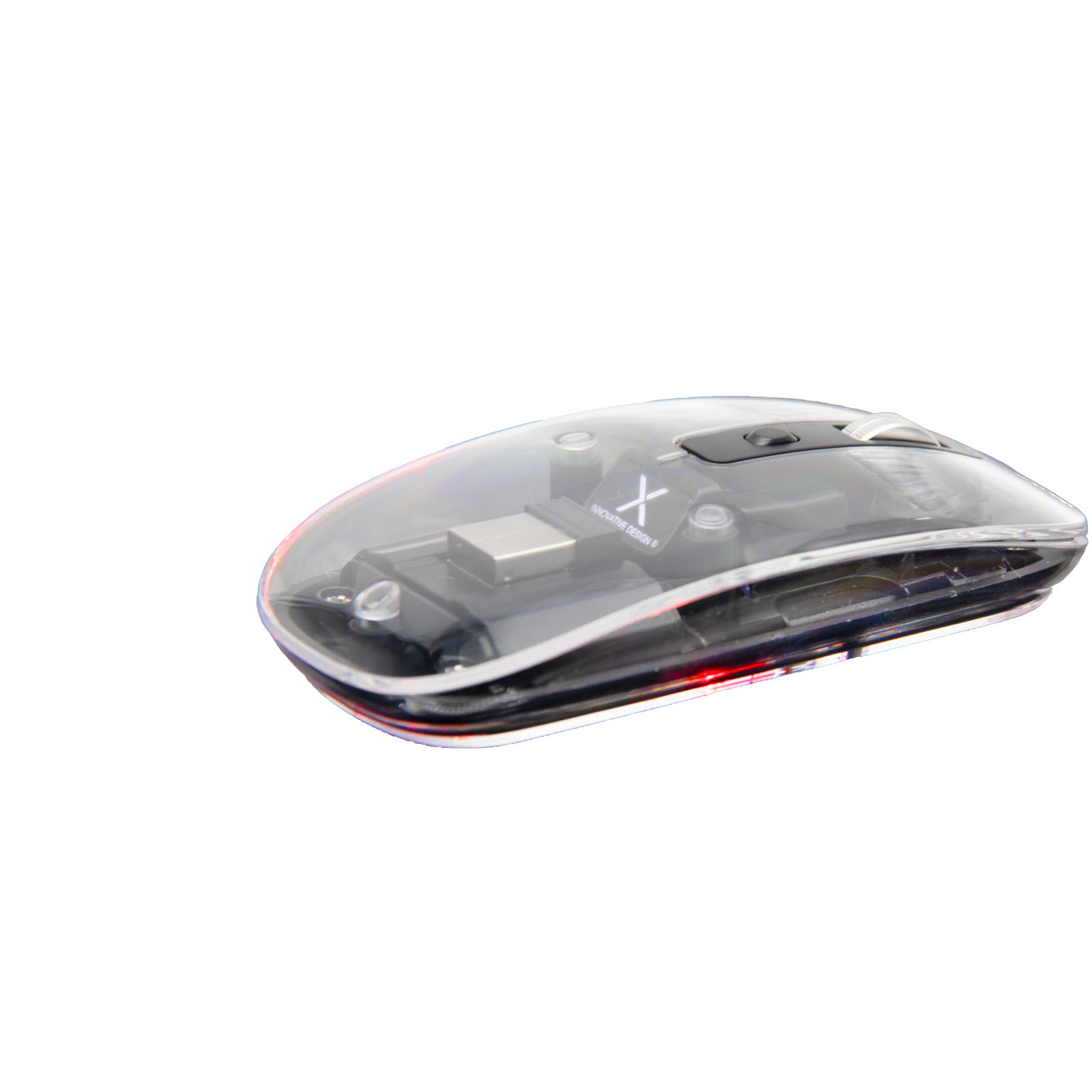 SCX.design O24 transparante multimode draadloze 2,4 GHz Bluetooth® muis bedrukken met logo