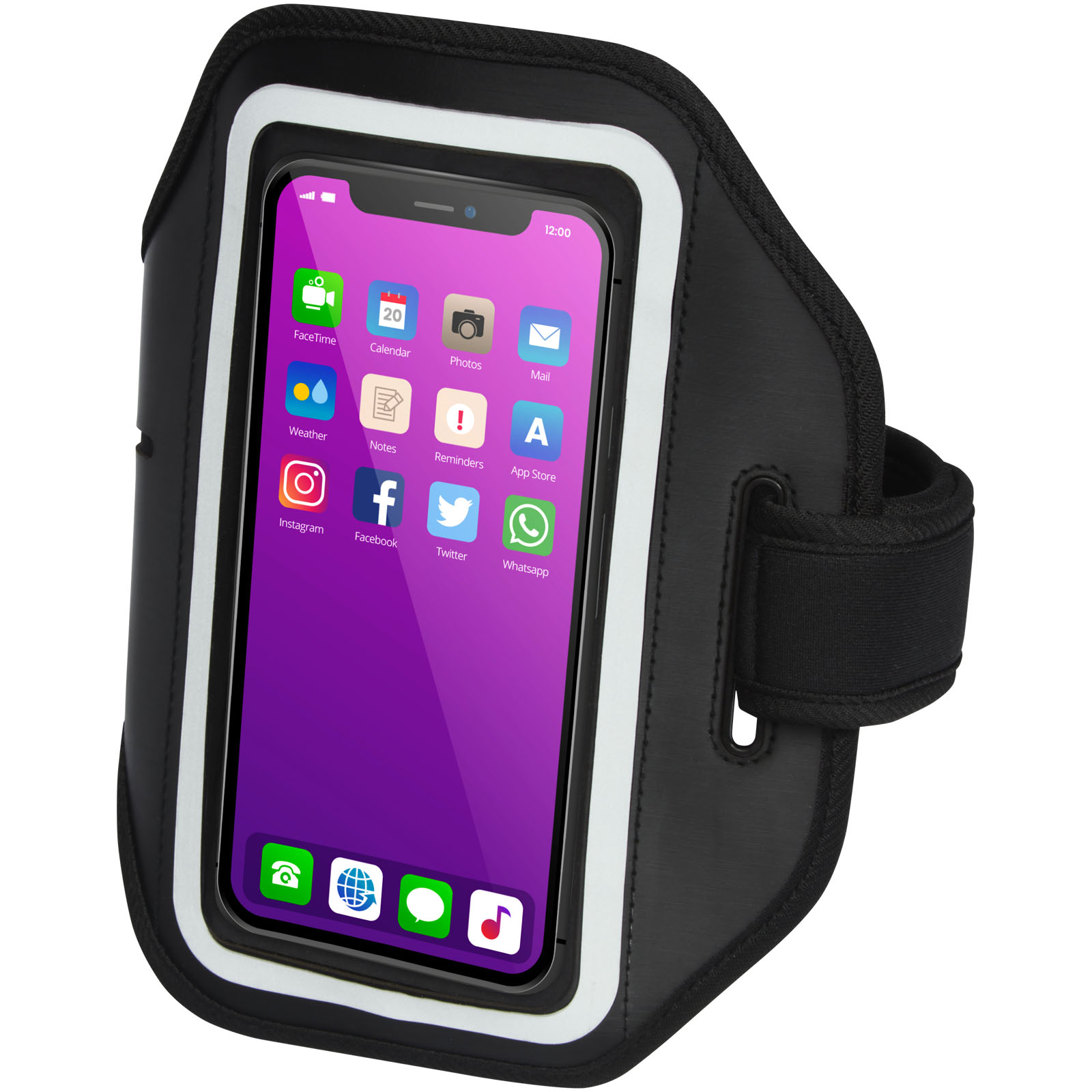 Haile reflecterende smartphone-armband met transparante hoes bedrukken met logo