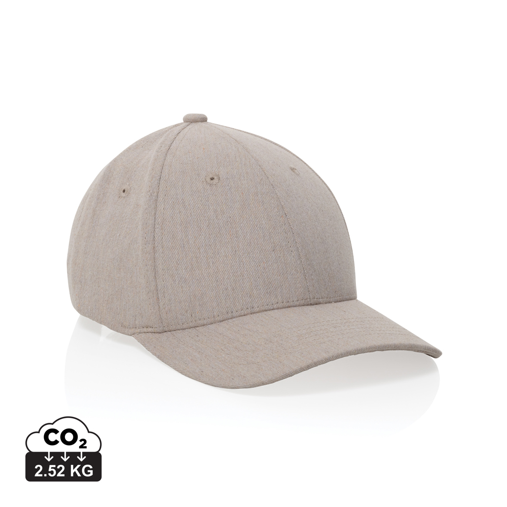 Milo AWARE™ recycled heather 6 paneel cap 200gr bedrukken met logo