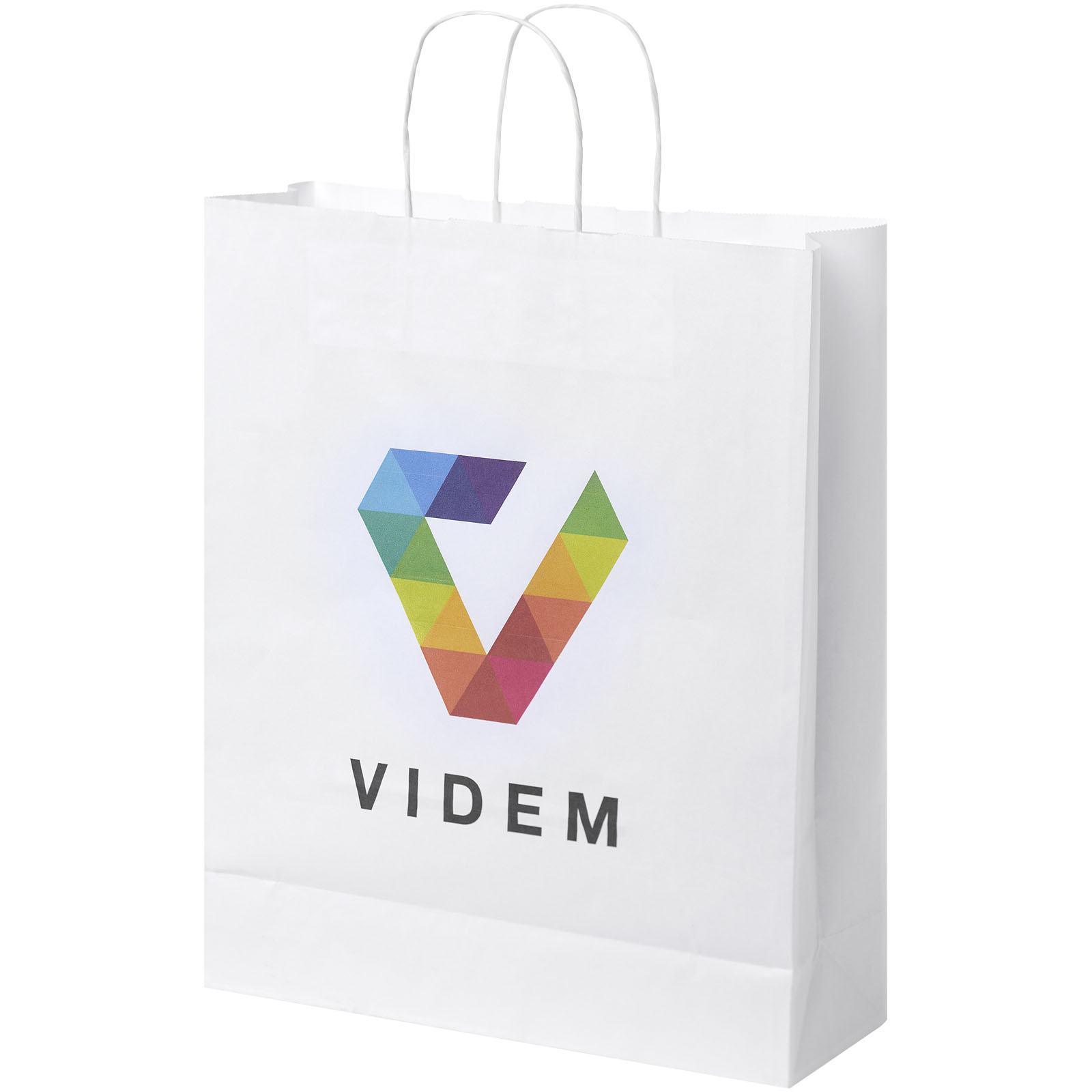 Tas van kraftpapier met gedraaide handvaten - L bedrukken met logo