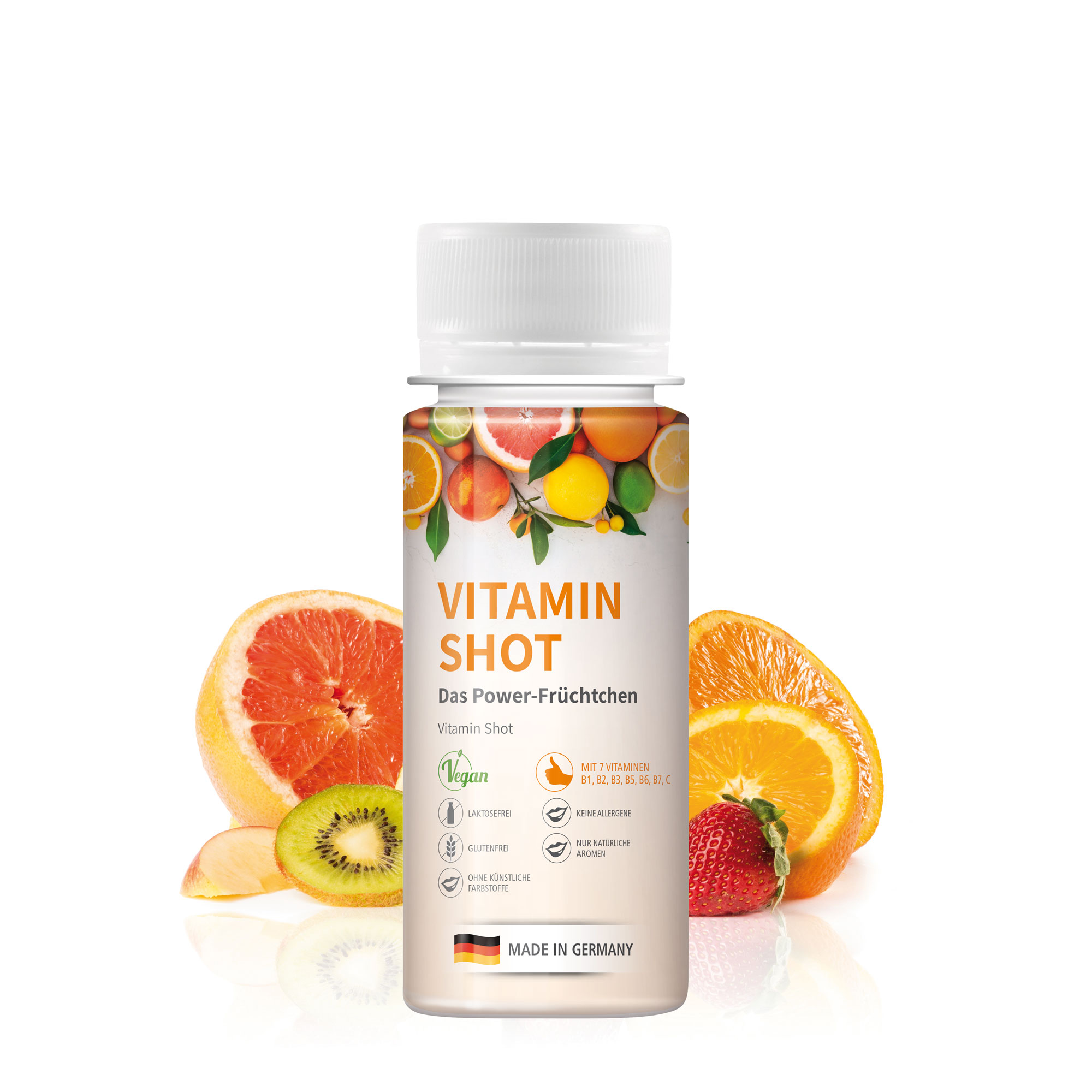 Vitamine Shot (60 ml)
Eén sip - vol effect!
 bedrukken met logo