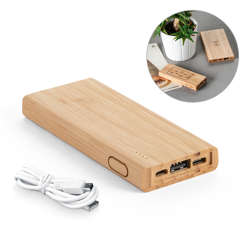 KOHN. Powerbank 5'000 mAh in bamboe bedrukken met logo