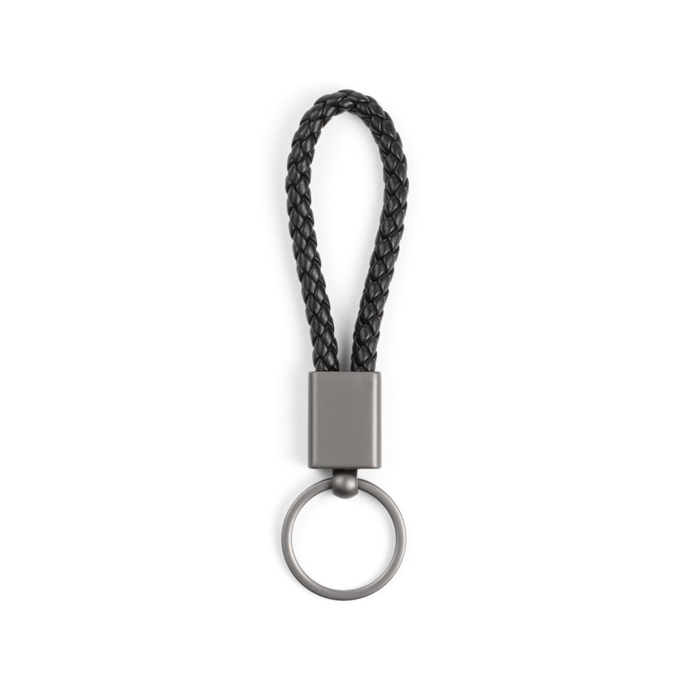 KETCHUM. Rechthoekige sleutel hanger met gevlochten koord van polyester (21% gerecycled) en 79% polyurethaan bedrukken met logo