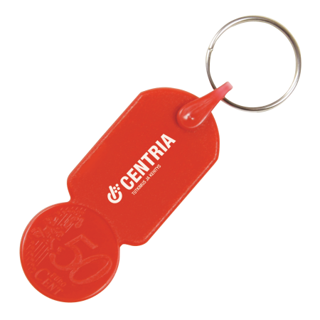 Sleutelhanger winkelwagenmuntje € 0,50 bedrukken met logo