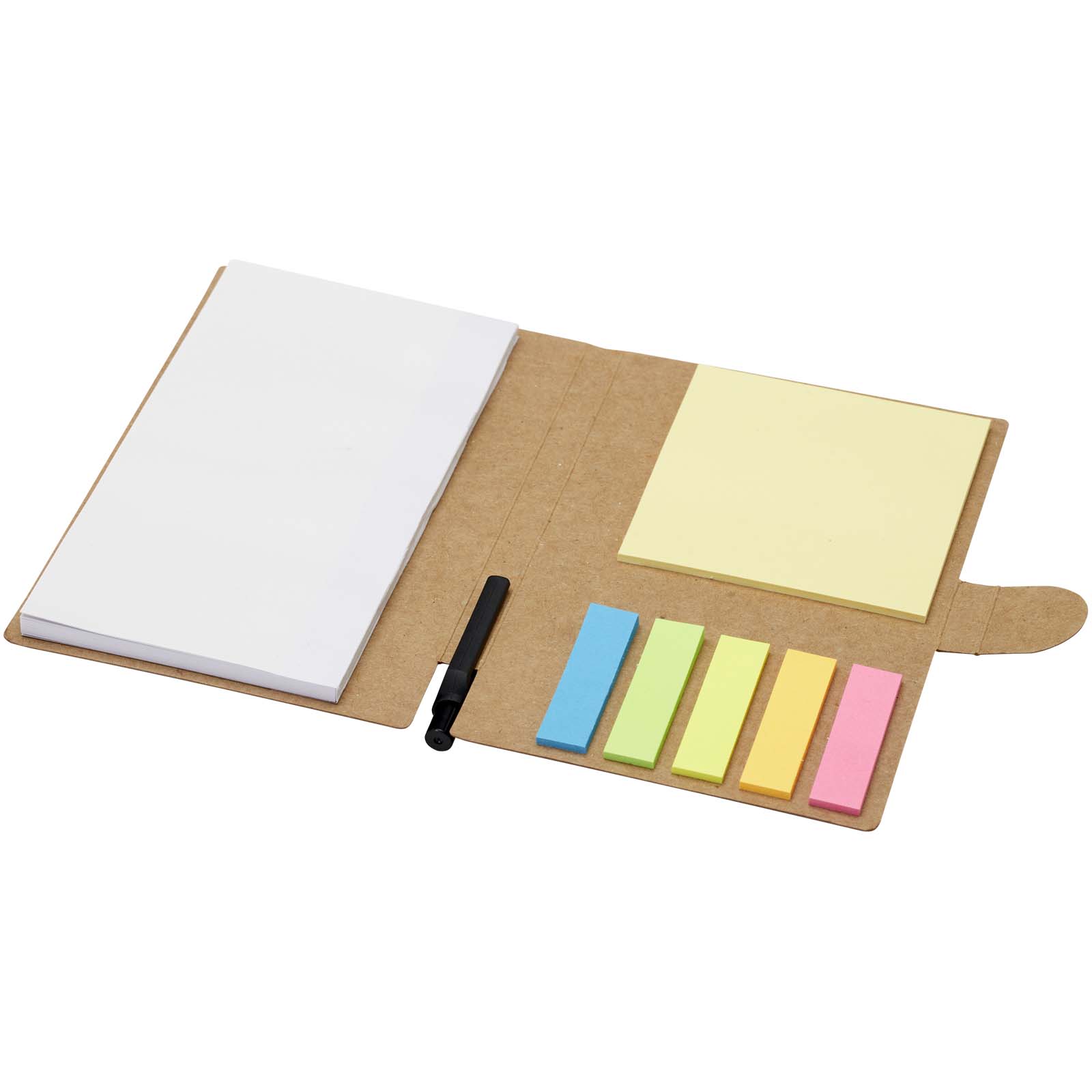 Swift boekje met sticky notes met balpen (zwarte inkt) bedrukken met logo