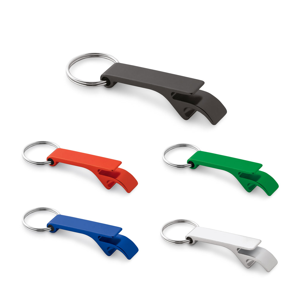 RE-BAITT. Sleutelhanger met capsuleopener van gerecycleerd aluminium bedrukken met logo