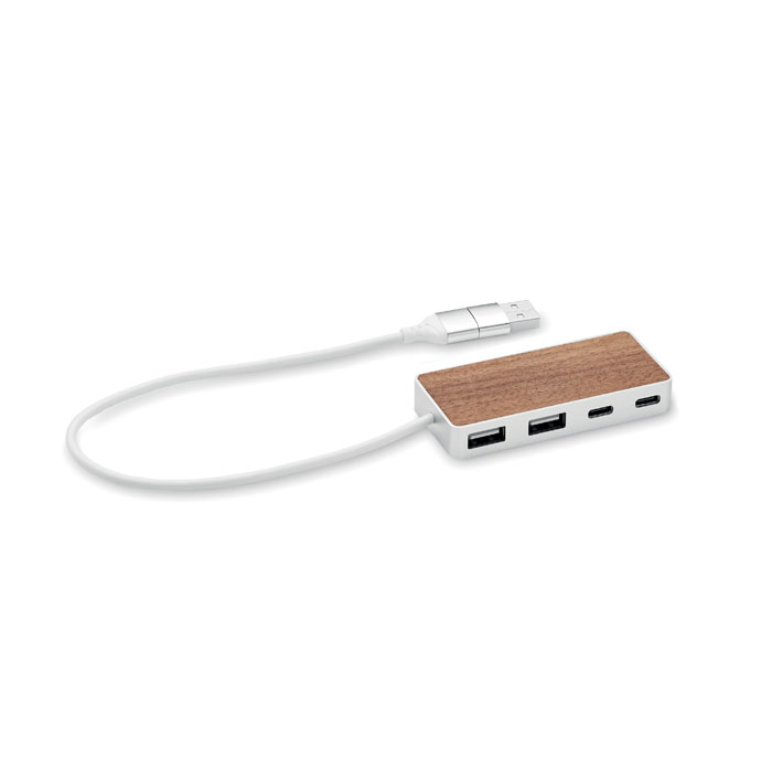 USB-hub 4 poorten 27,5 cm bedrukken met logo
