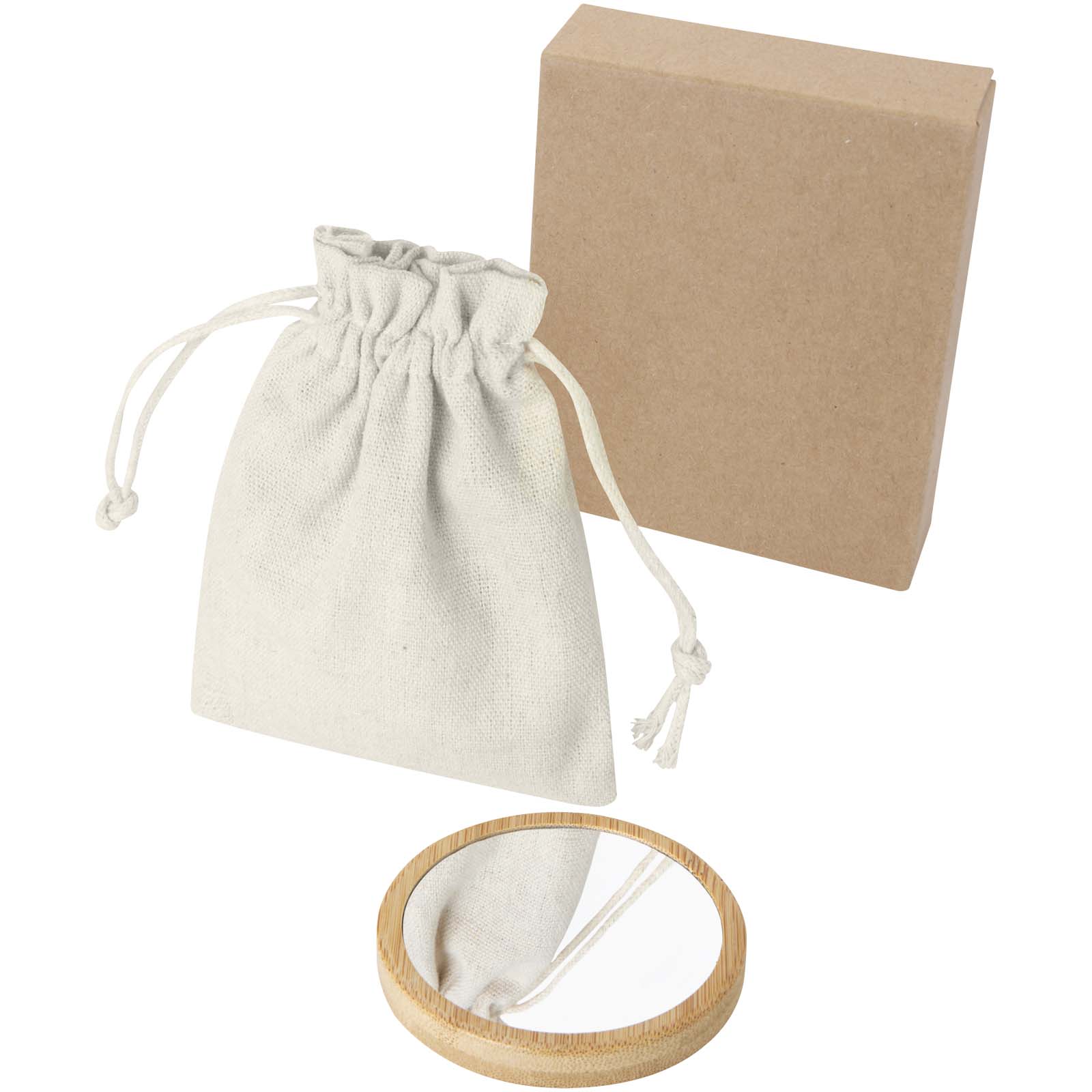 Lustre spiegel van bamboe bedrukken met logo