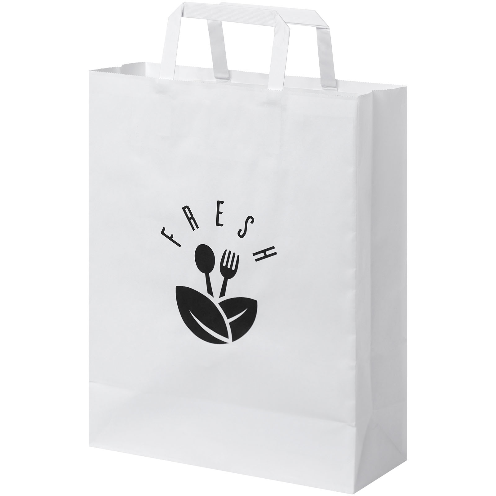 Tas van kraftpapier met platte handgrepen - M bedrukken met logo