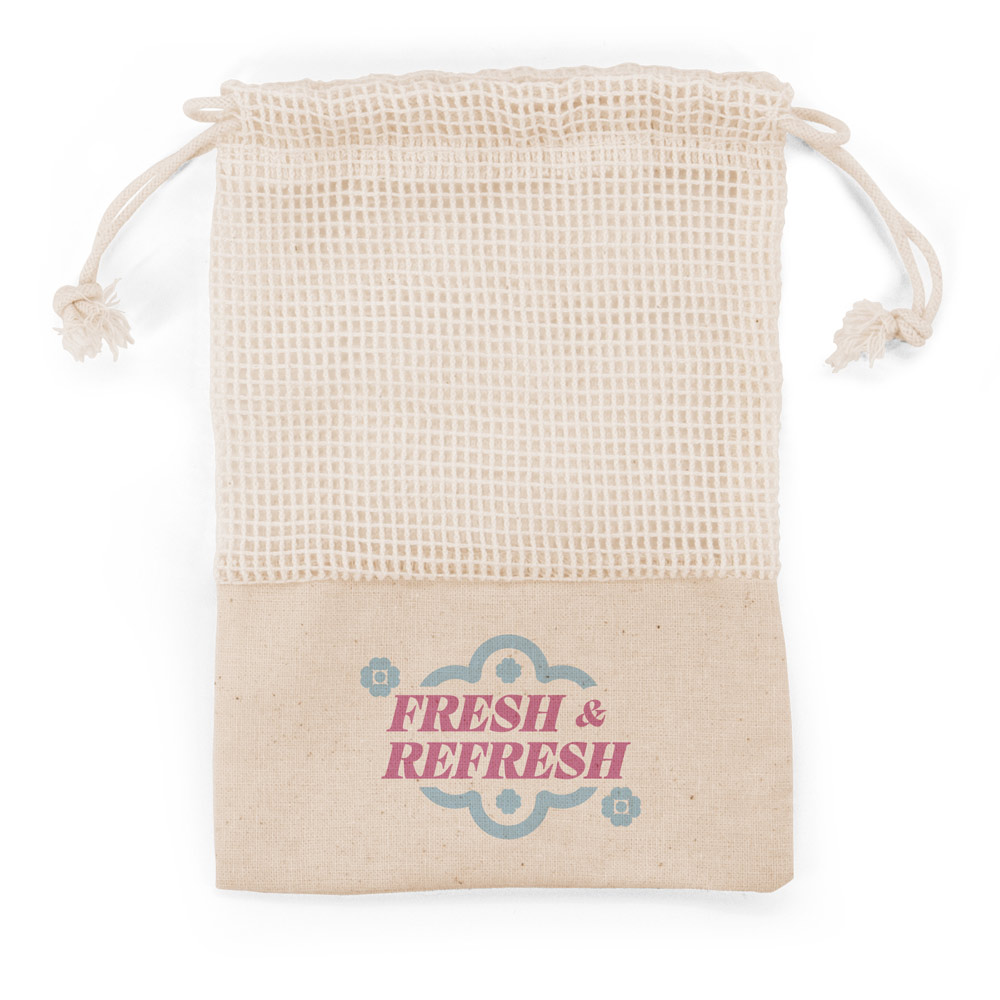 ELISE. Set van 3 wasbare en herbruikbare gezichtsreinigingspads bedrukken met logo