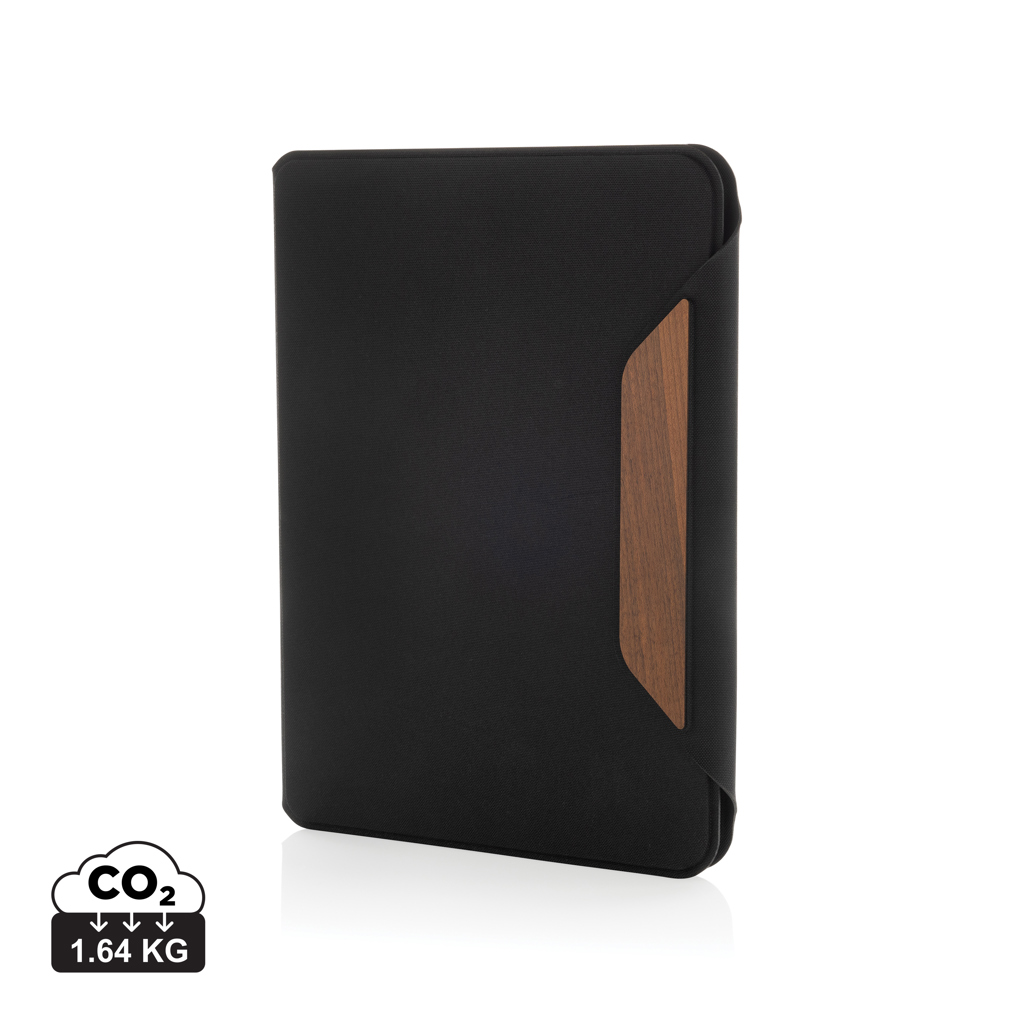 Teri AWARE™ RPET en walnoot A5-portfolio bedrukken met logo