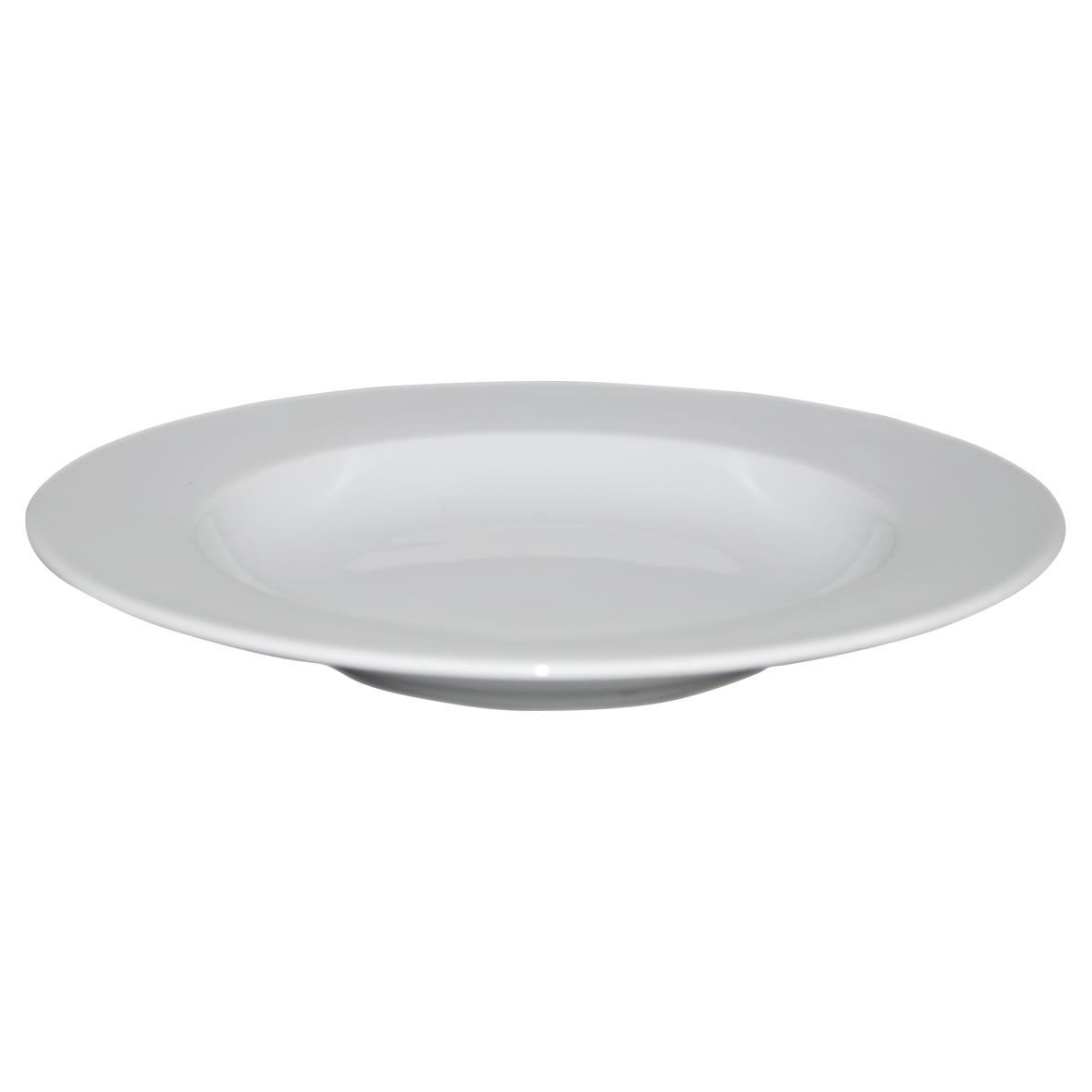 Bord Diep brede rand wit 23 cm. bedrukken met logo