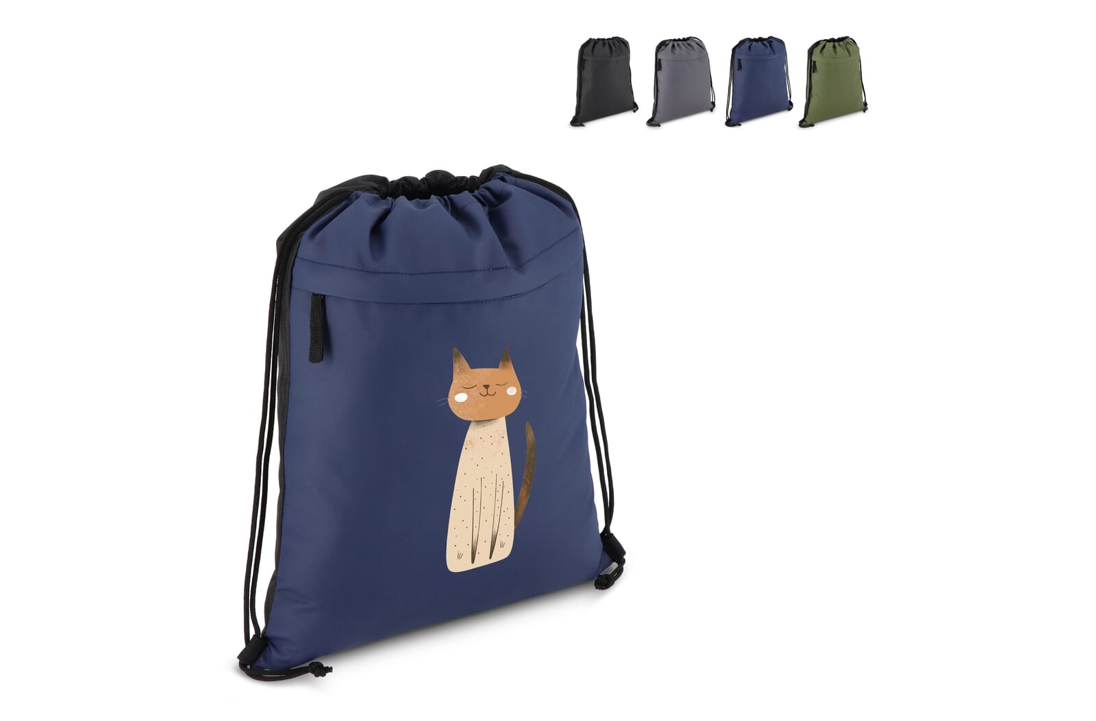 PU gecoorde 600D gerecycled PET trekkoordtas 33 x 42 cm bedrukken met logo