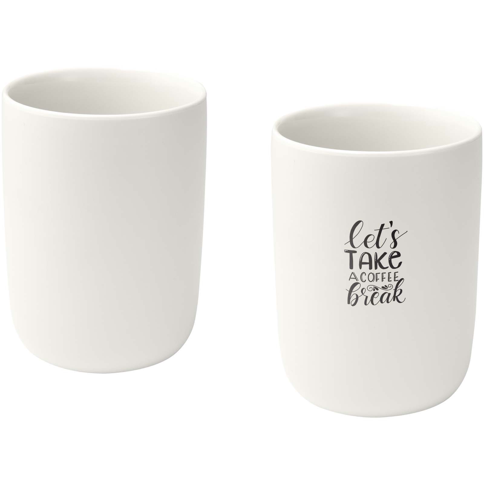 Male keramische bekers van 350 ml, set van 2 bedrukken met logo