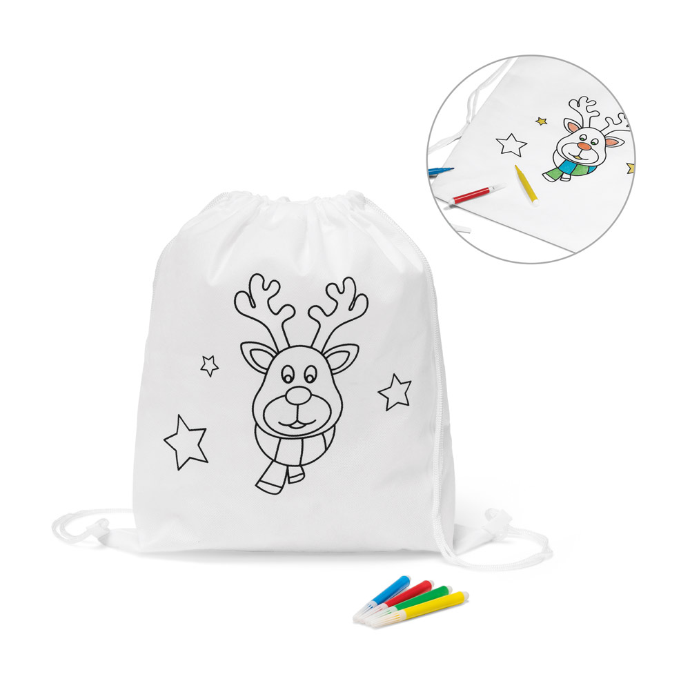 GLENCOE. Kinder drawstring tas om in te kleuren bedrukken met logo