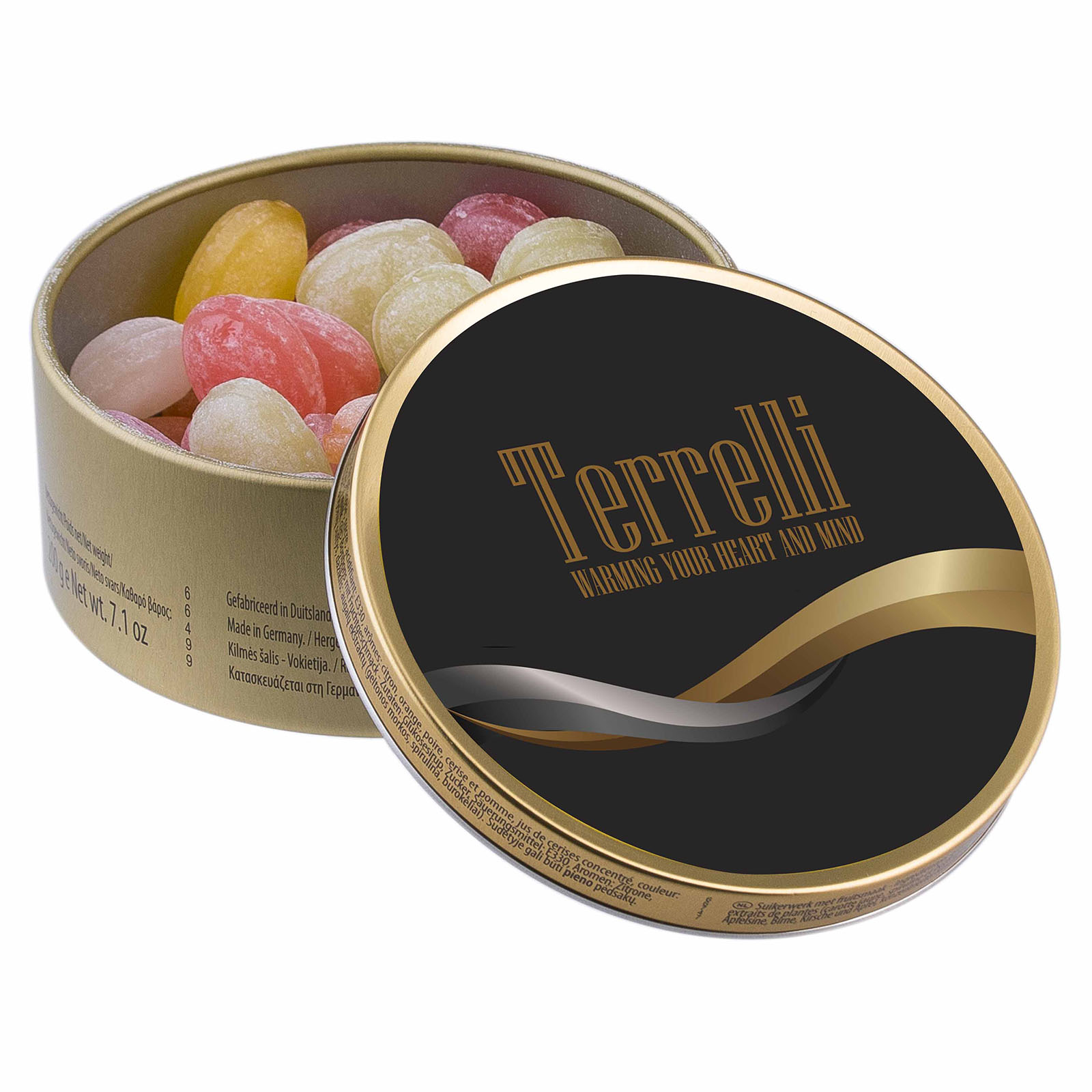 Zuurtjes in blik bedrukken met logo