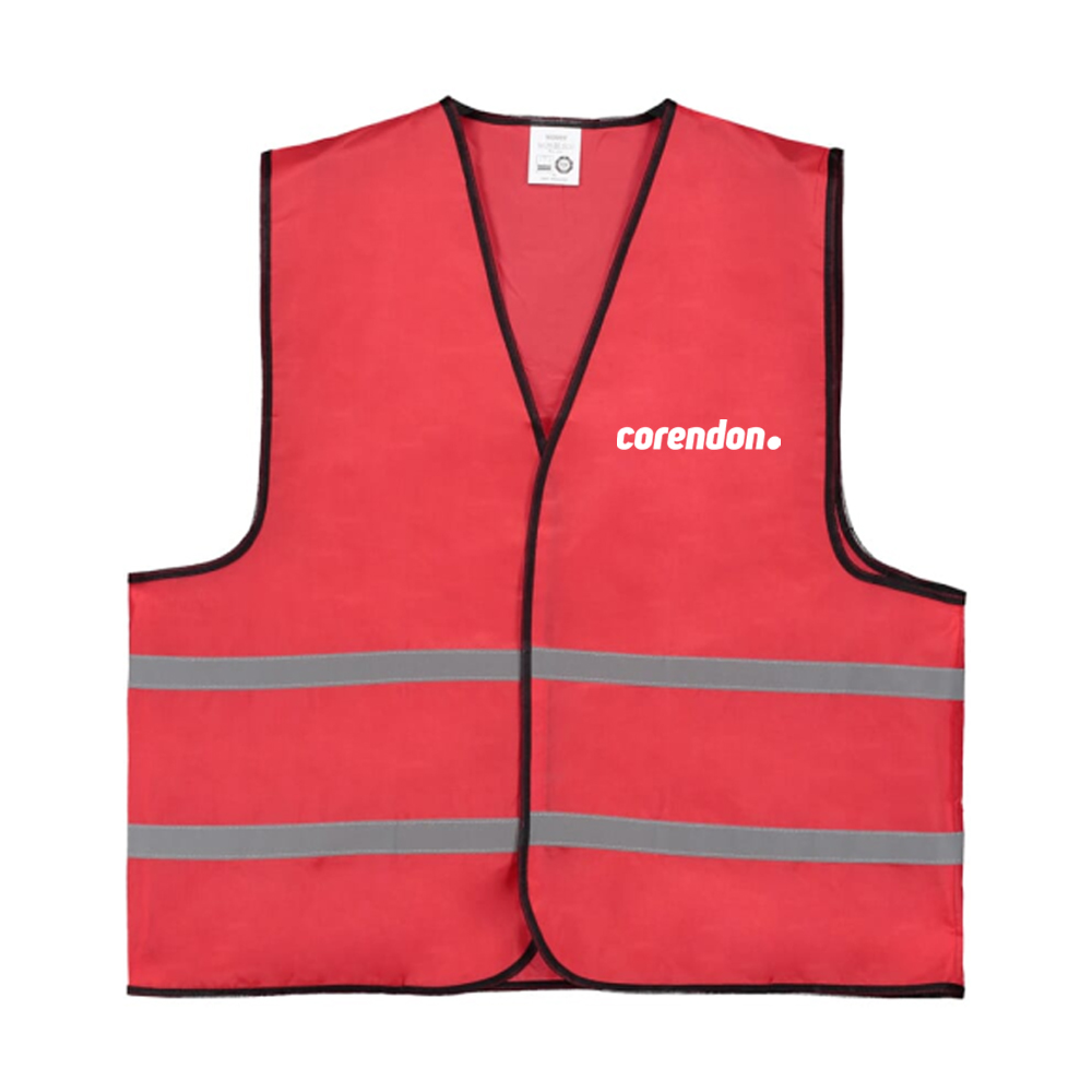 Kleurrijk reflecterend promo veiligheidsvest  bedrukken met logo