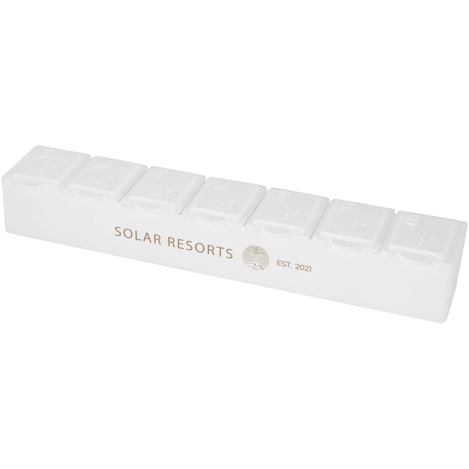 Dose 7 daagse organizer voor multivitaminen bedrukken met logo