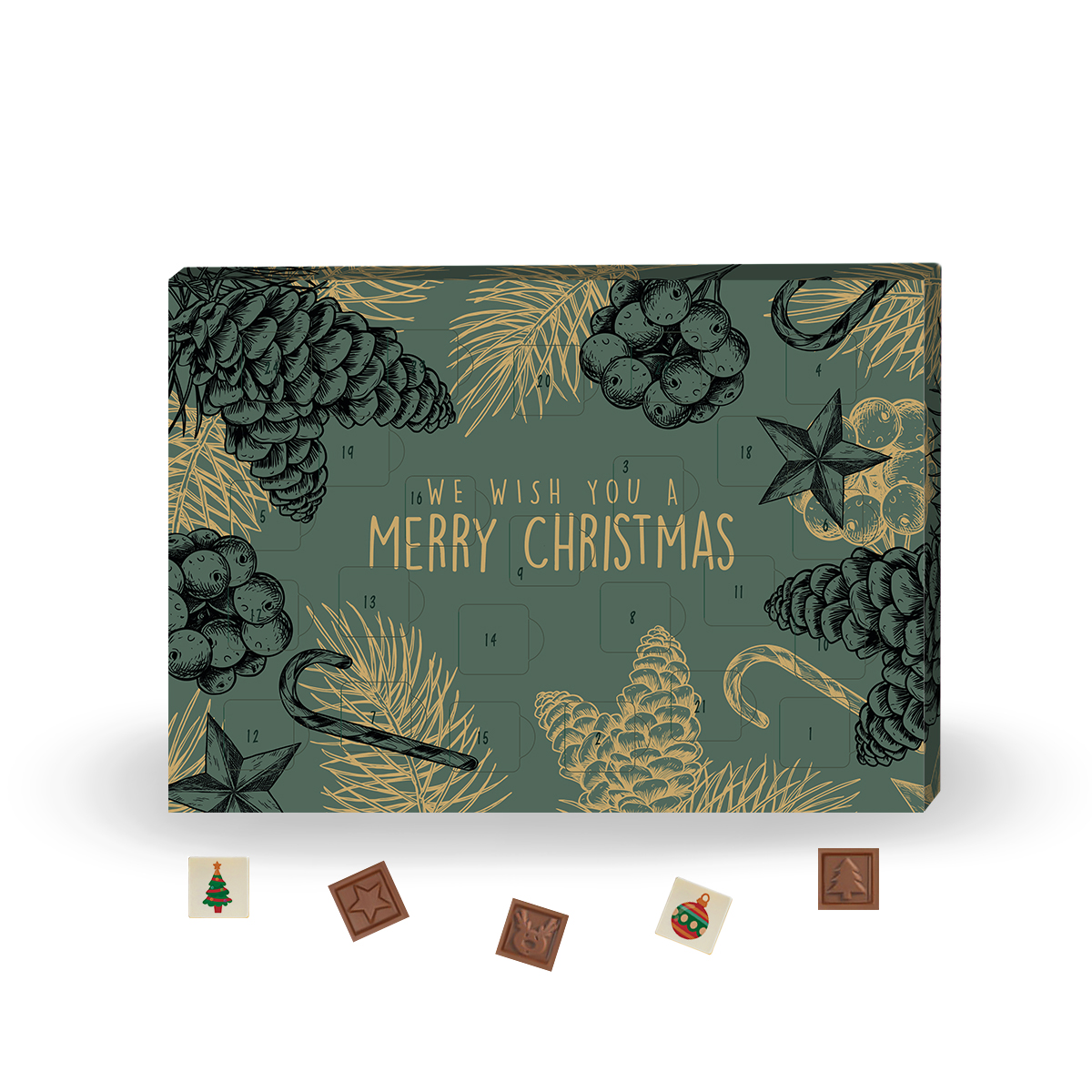 Adventskalender Kerst Standaard (240 gram) bedrukken met logo