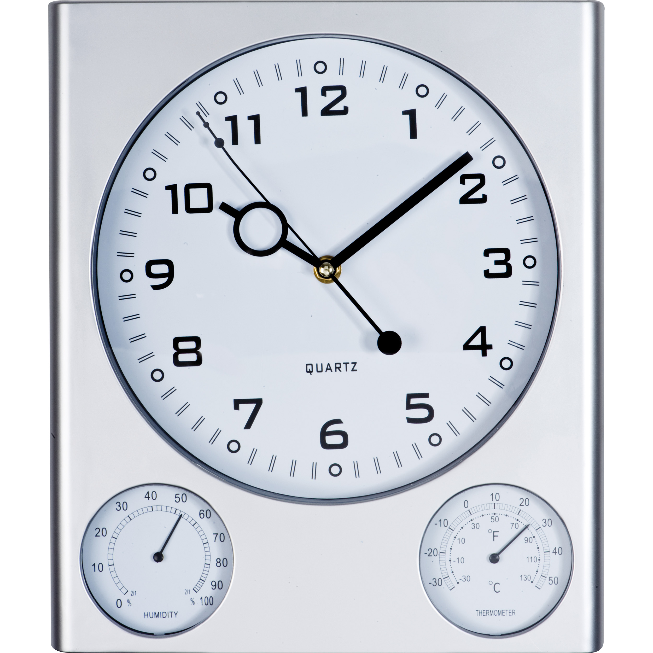 Vierkante wandklok met thermometer en hygrometer bedrukken met logo