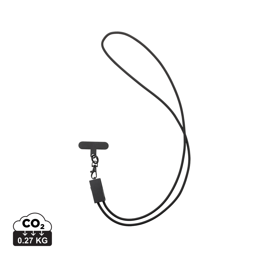 Terra RCS gerecycled PET telefoon lanyard oplaadkabel bedrukken met logo