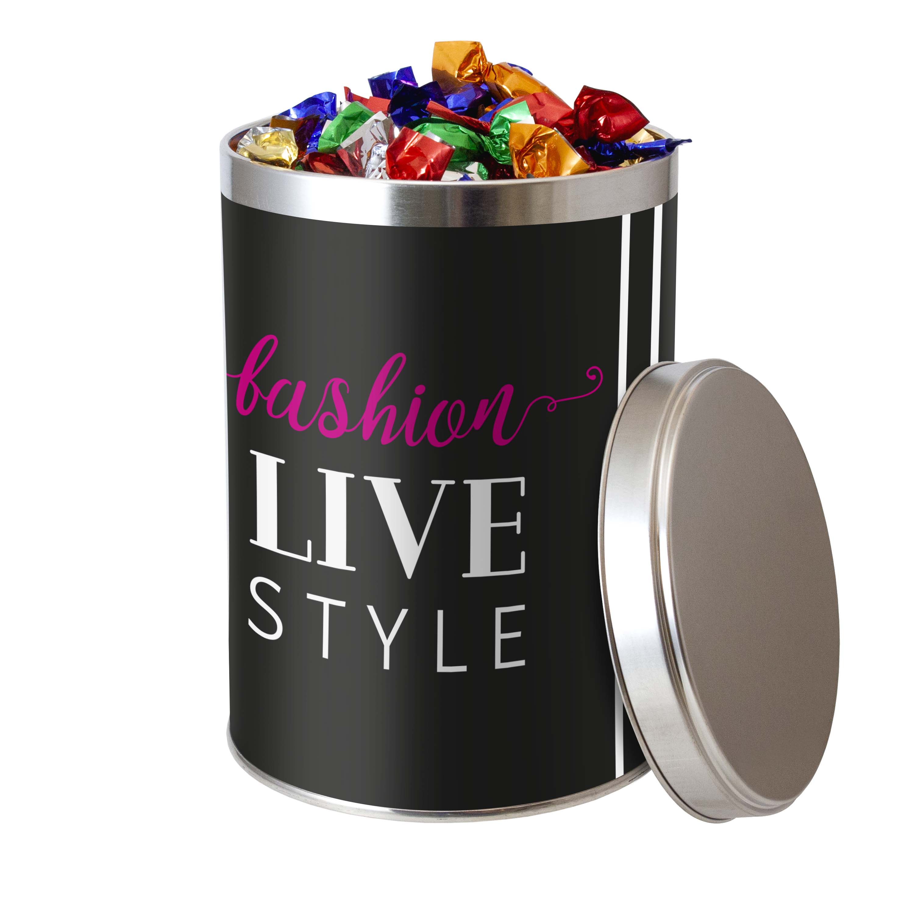 Blik met zuurtjes 1 L bedrukken met logo