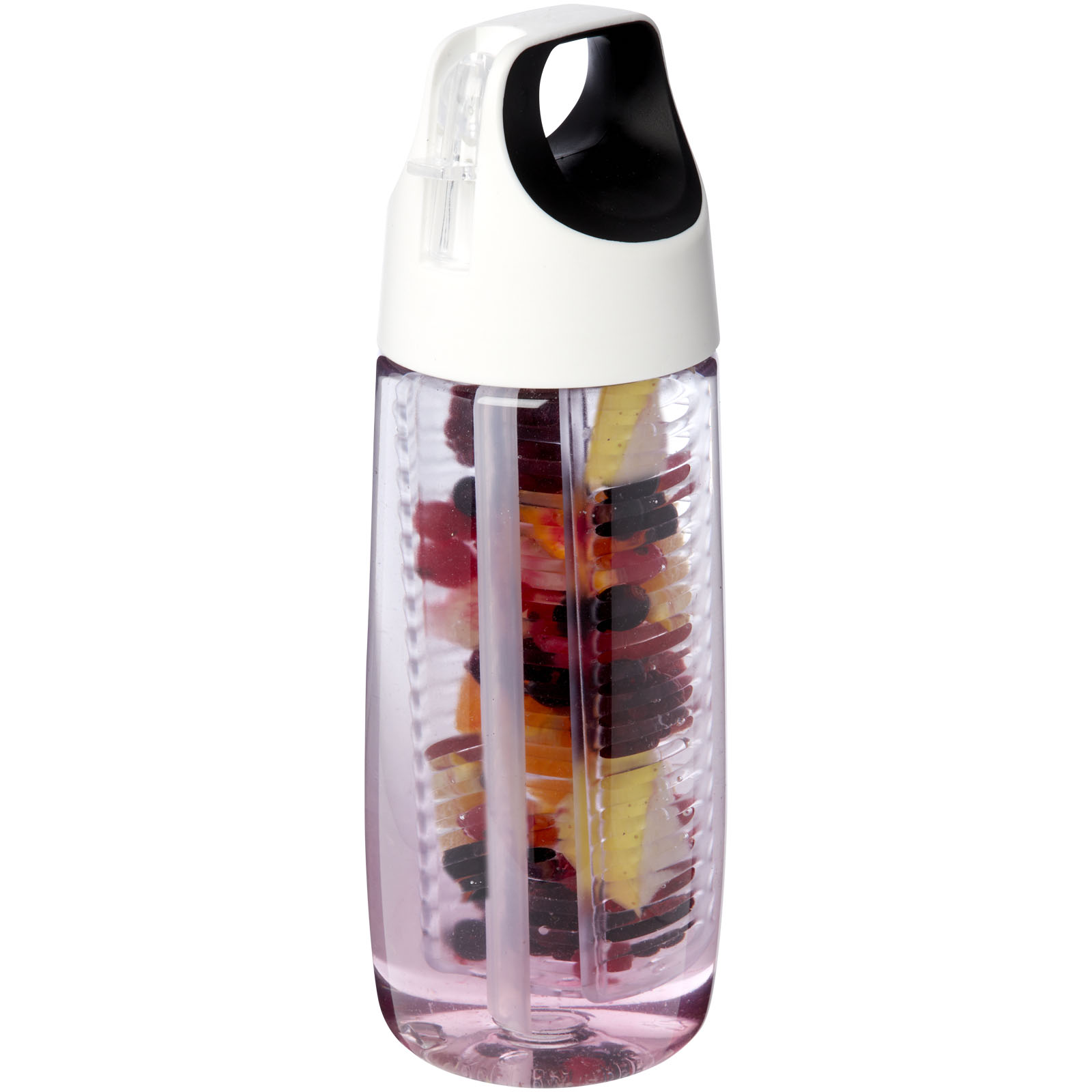 HydroFruit 700 ml drinkfles van gerecycled plastic met klapdeksel en infuser bedrukken met logo