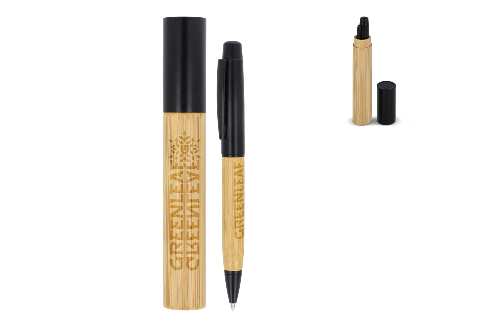 Metalen balpen bamboe in koker bedrukken met logo