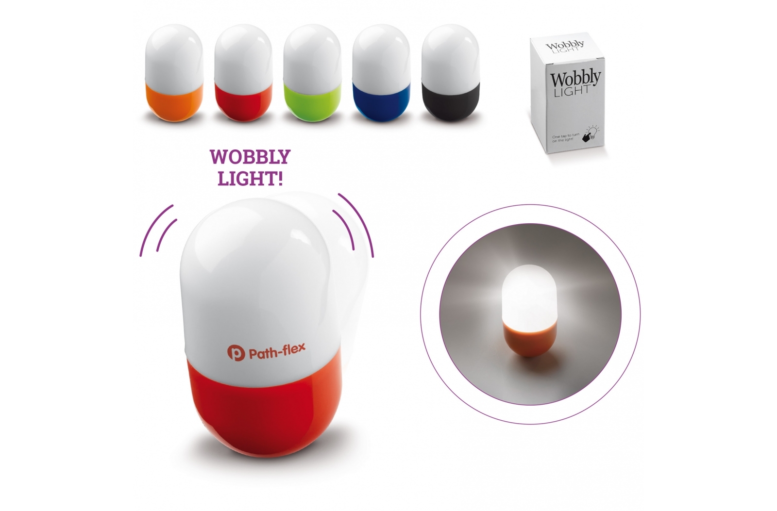 Skelly Wobbly light bedrukken met logo