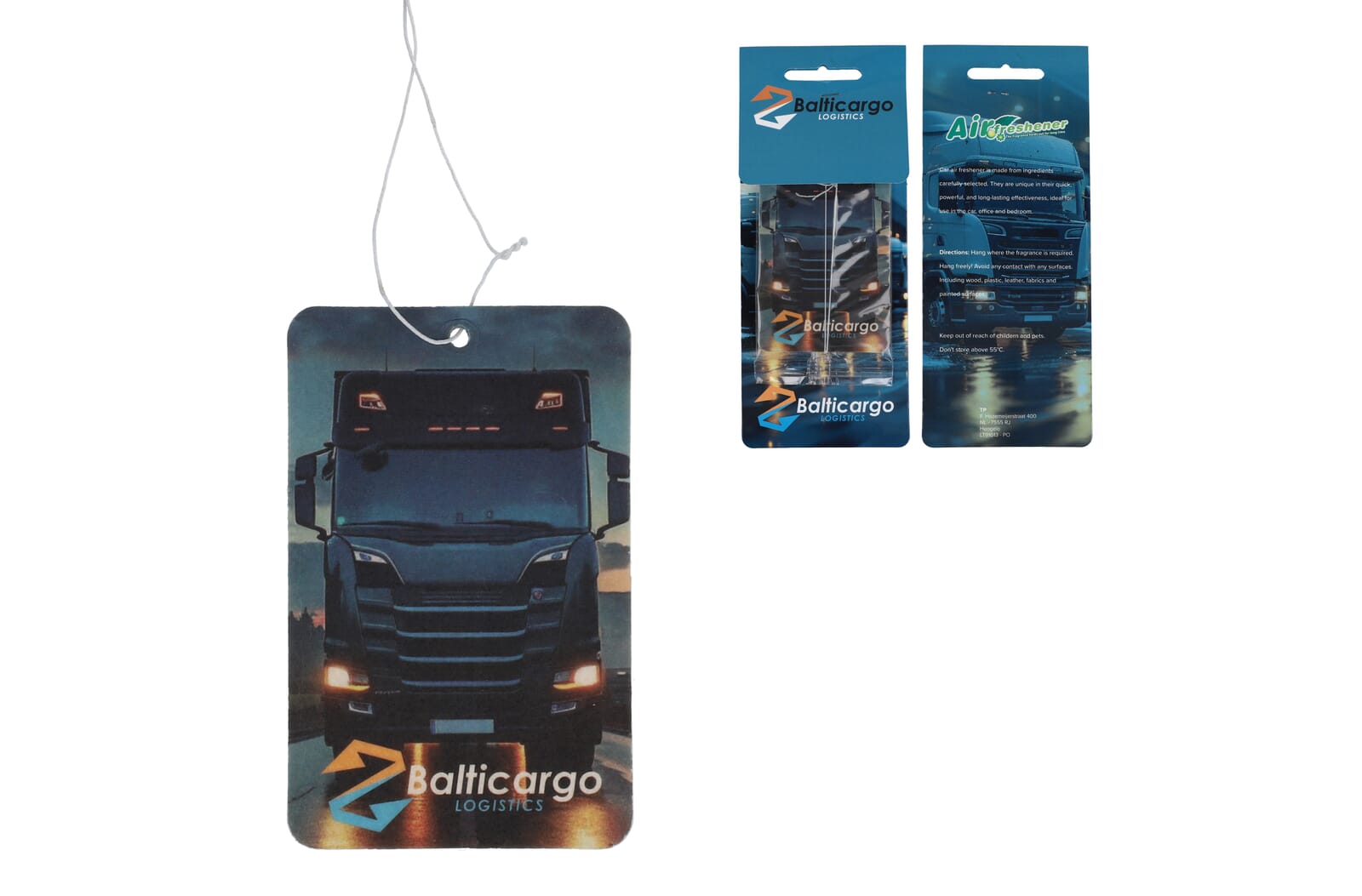 Auto luchtverfrisser rechthoekig met frisse oceaangeur bedrukken met logo