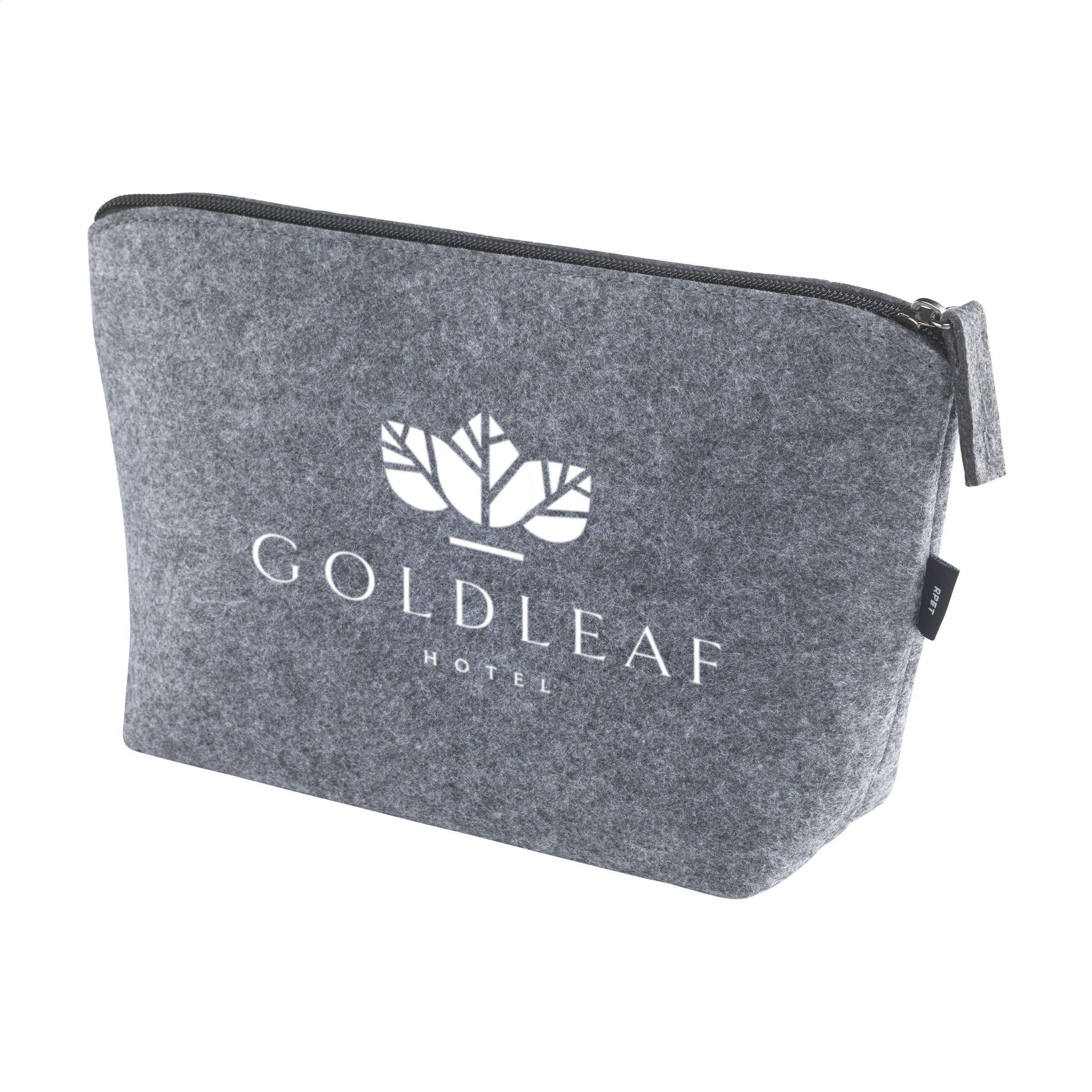 Vilten toilettas bedrukken met logo