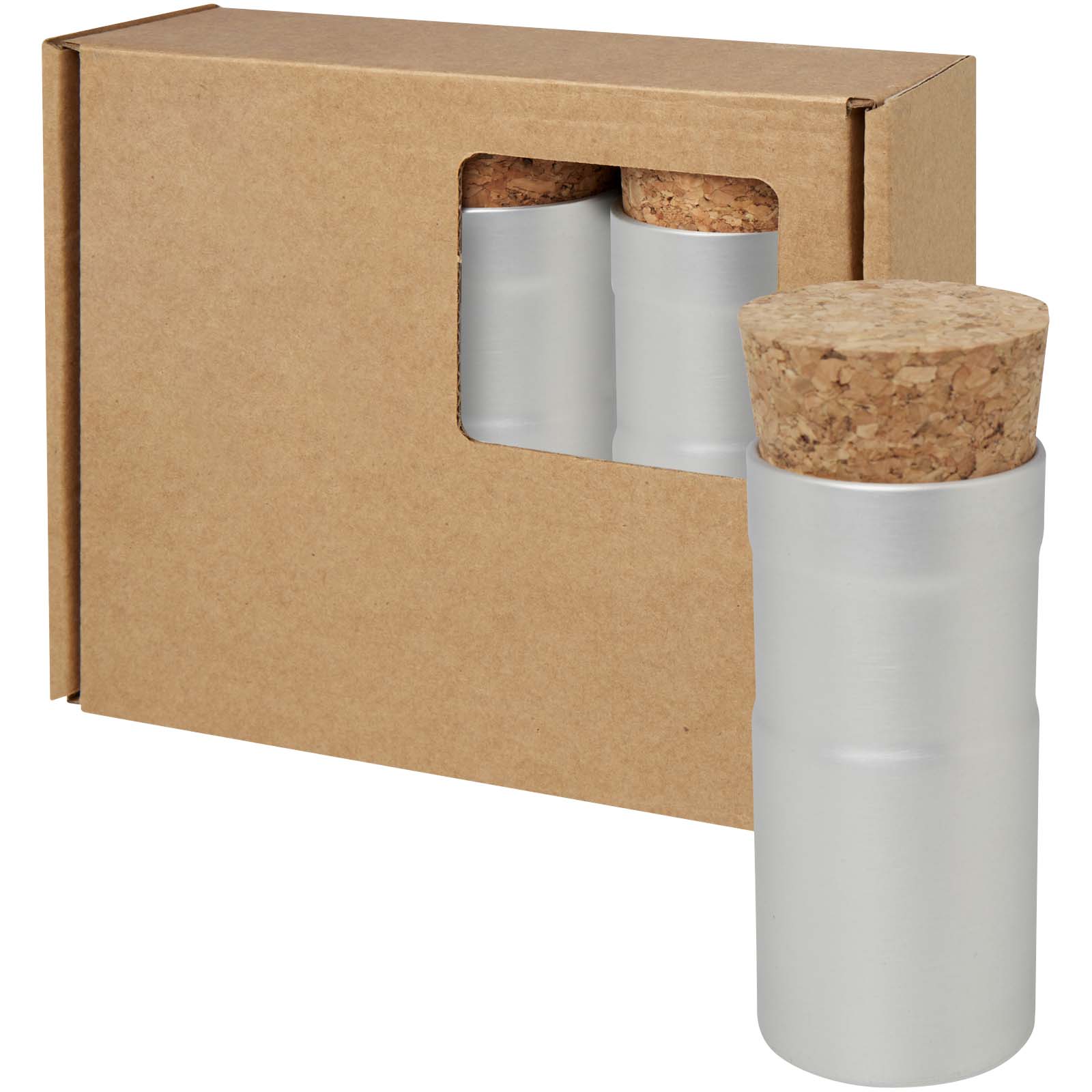 Hey Pots tuin voor op het bureau met bloemenmix, set van drie bedrukken met logo