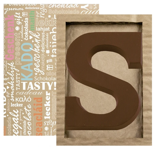 Chocoladeletter S 135 gram (Milieubewust) bedrukken met logo
