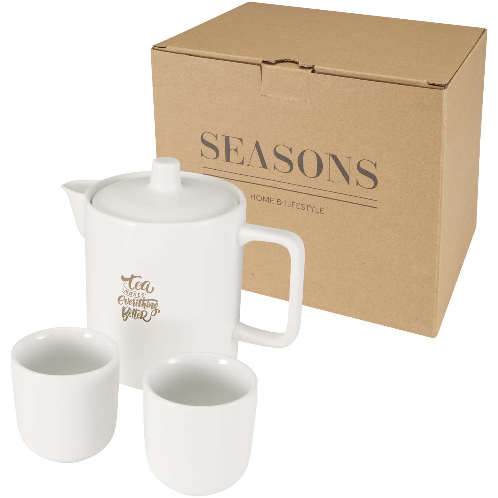 Suki theepot en kopjes set bedrukken met logo