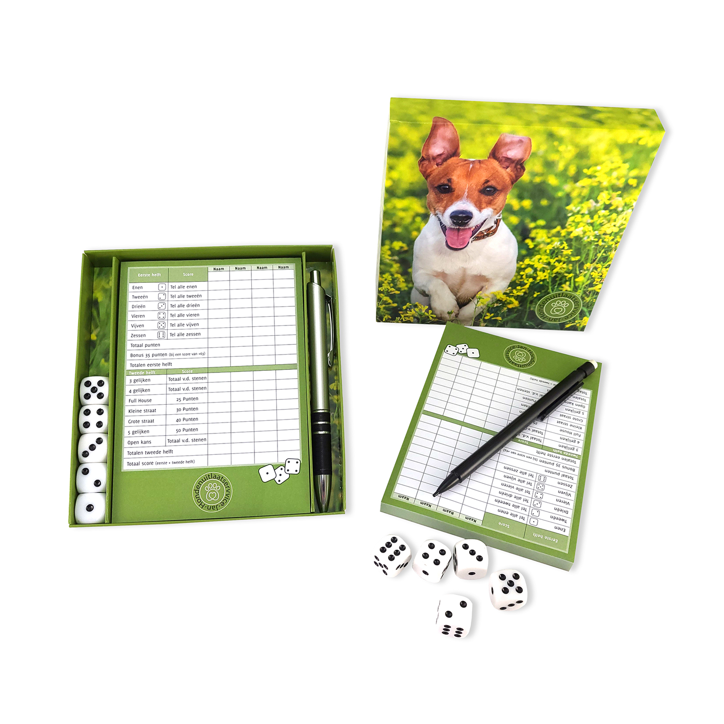 Luxe dobbelspel bedrukken met logo