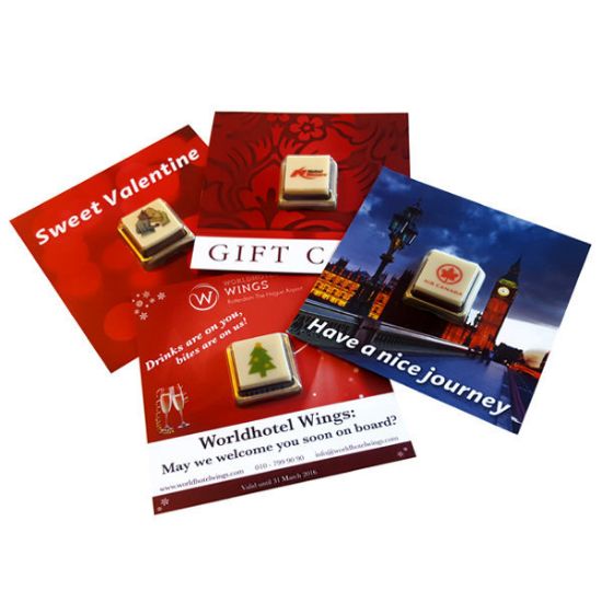 ChocoKaart met 1 LogoBlokje bedrukken met logo