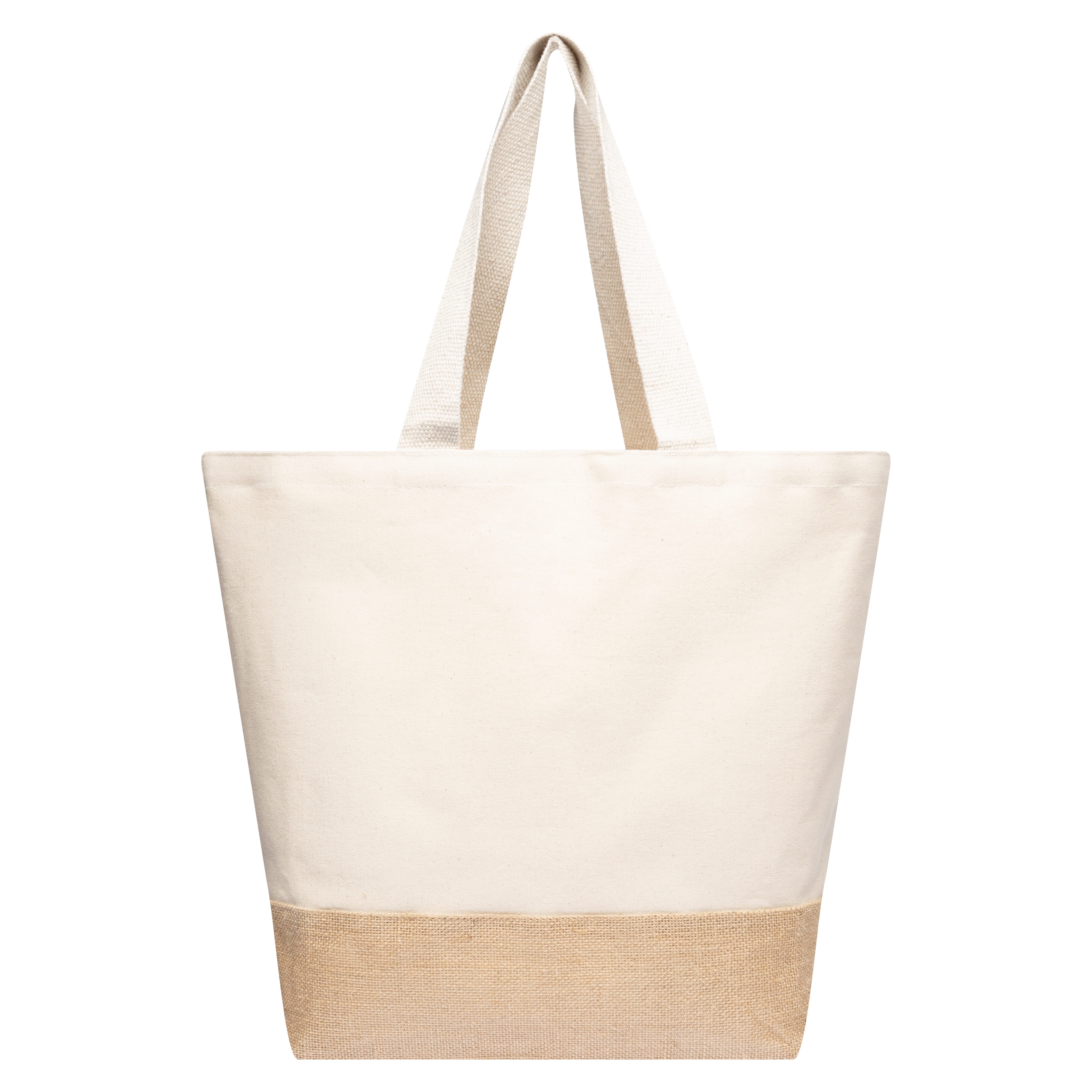 Grote tas van katoen met een jute bodem bedrukken met logo