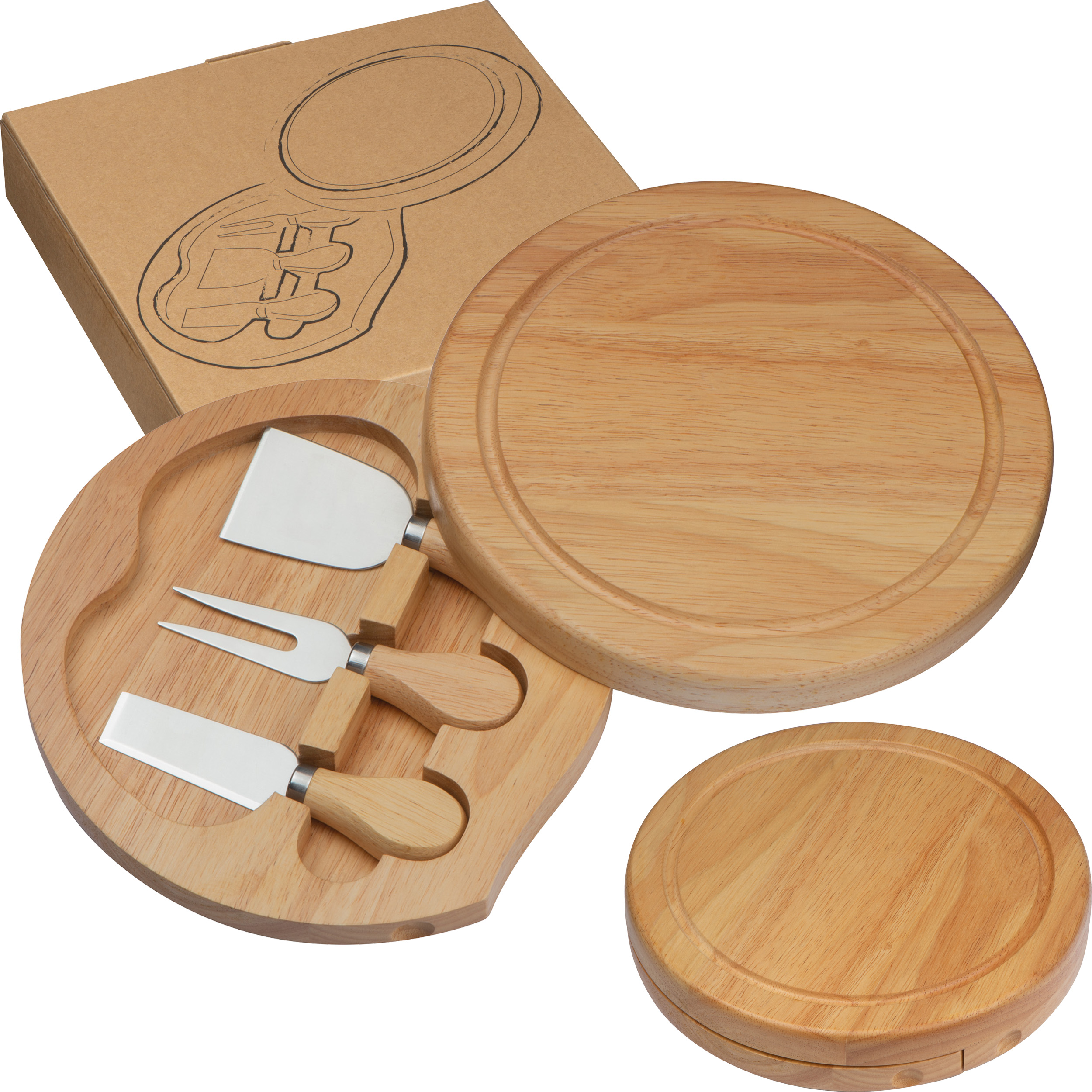 Kaasplank met 3 kaasmesjes bedrukken met logo