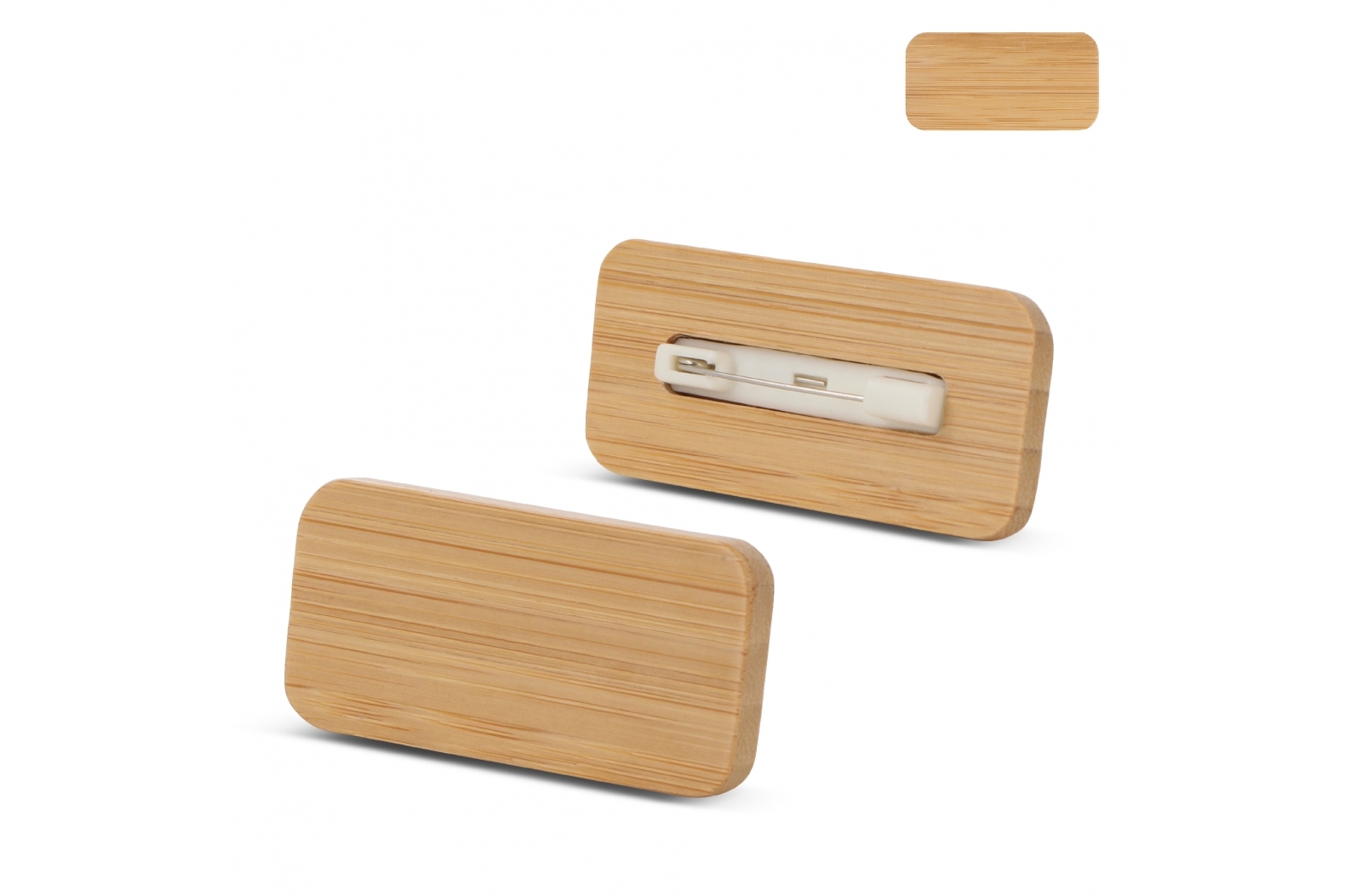 Vidsel Naambadge Bamboe met speld bedrukken met logo