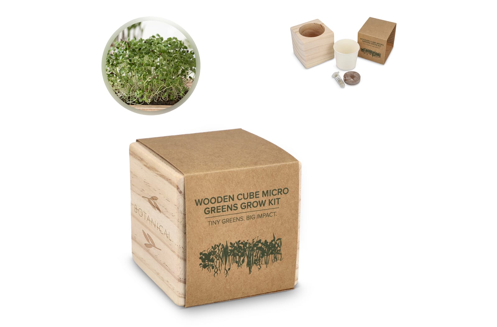 FSC Houten Plantenpotje - Kiemgroenten bedrukken met logo