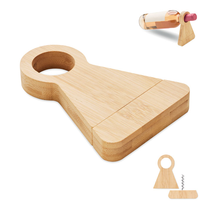 Bamboe flessenhouder & opener bedrukken met logo