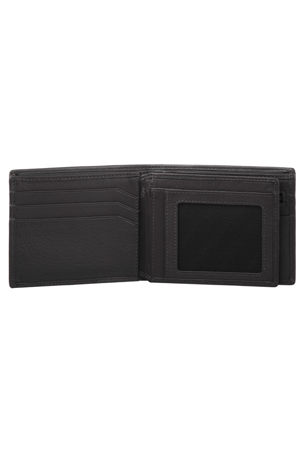 Wallet Billfold 7cc + Coin zip Black bedrukken met logo