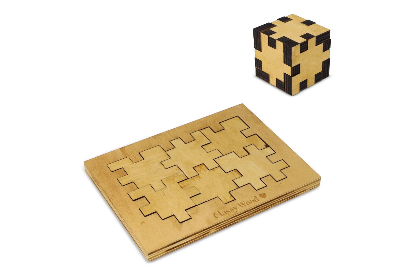 Houten kubus puzzel bedrukken met logo