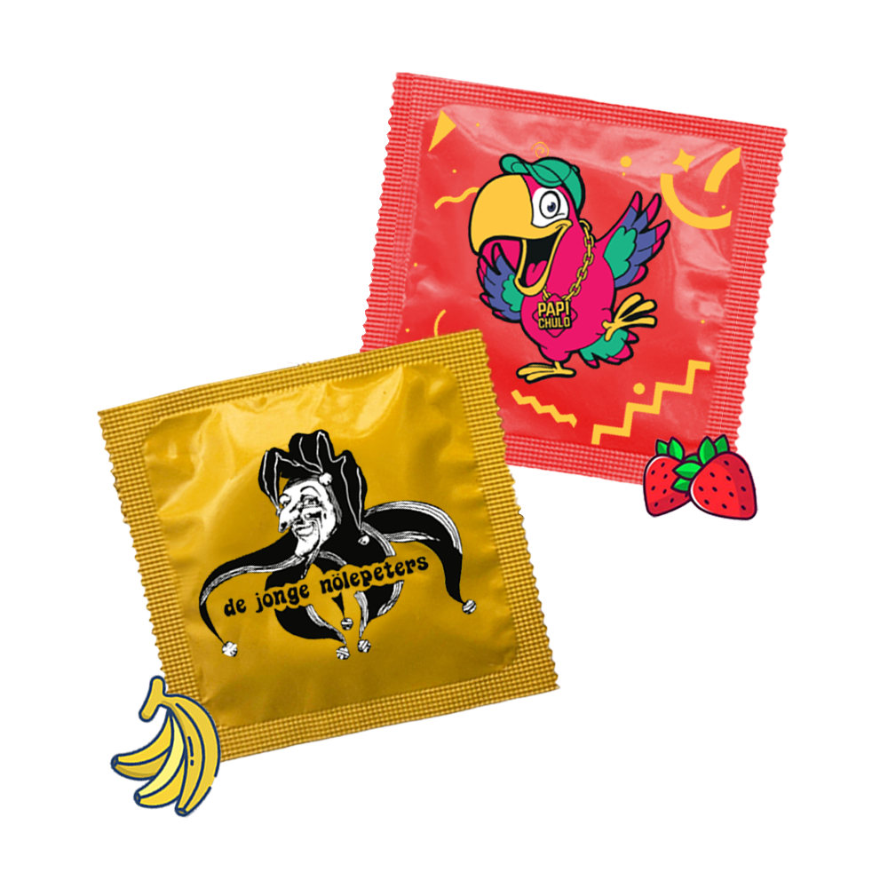 Condoom met smaak in folie bedrukken met logo