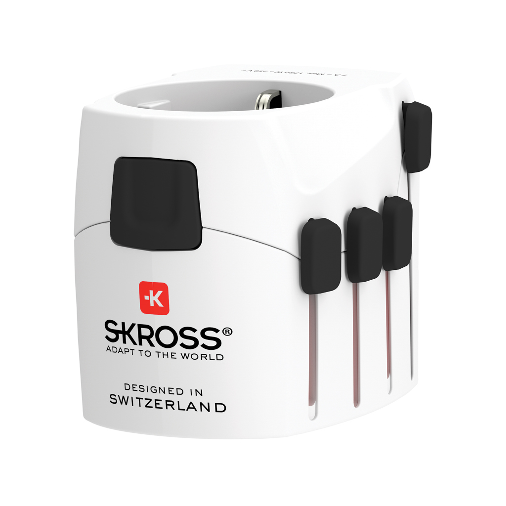 SKROSS Pro 3-polige wereldreisadapter bedrukken met logo