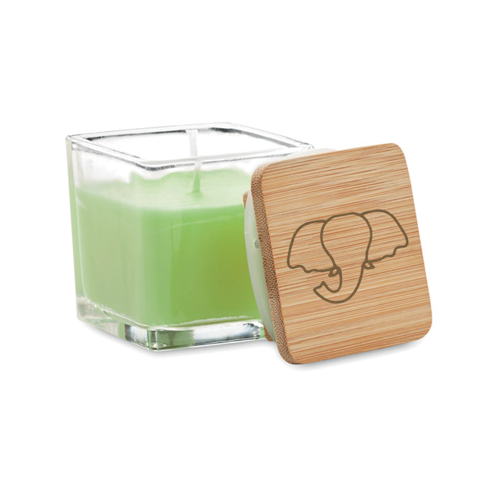 Vierkante geurkaars 50gr bedrukken met logo