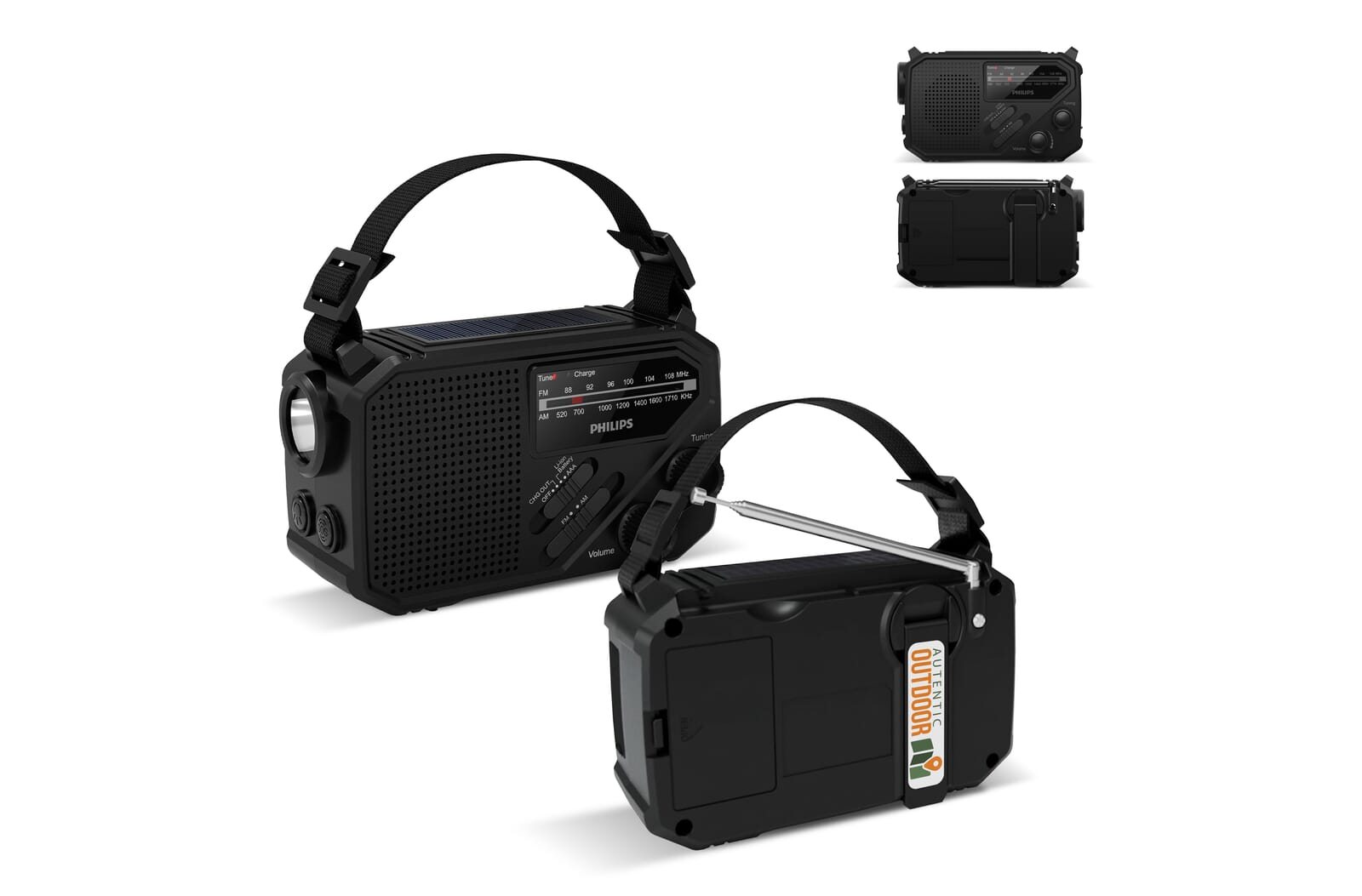 Philips TAR1609 Noodradio met Analoge FM/AM-tuner en Zaklamp bedrukken met logo